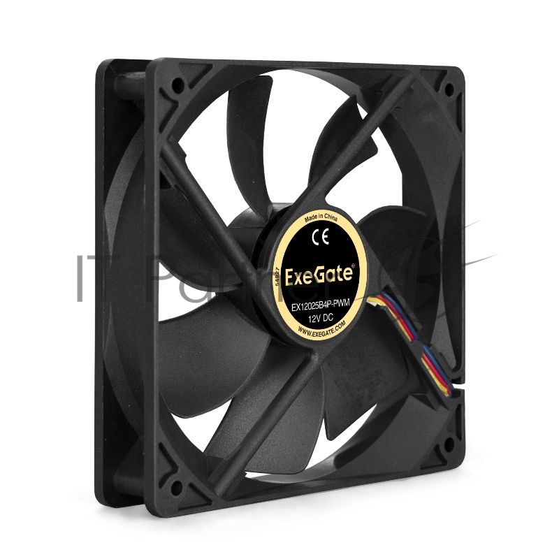 Вентилятор для корпуса ExeGate EX12025B4P-PWM черный, 120 мм, 1500 об/мин, 22 дБ, 4 pin