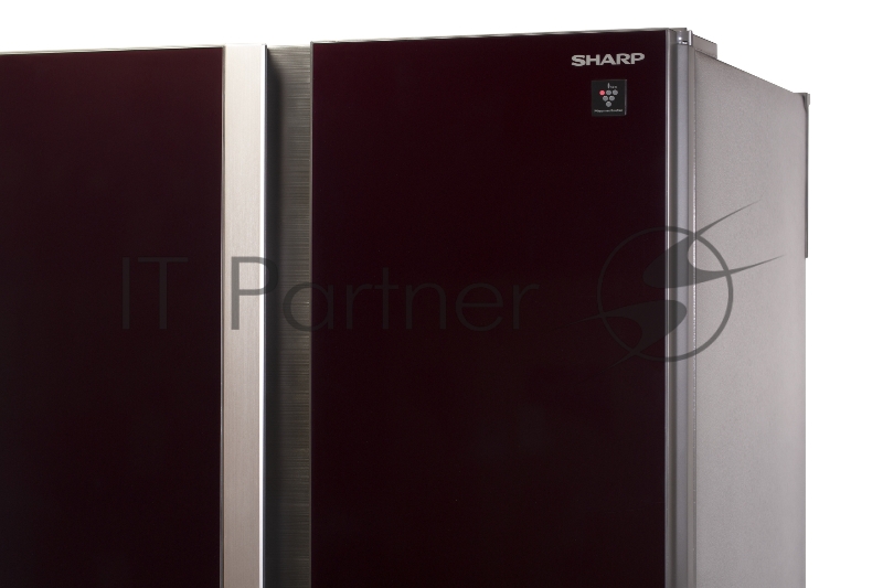 Холодильник Sharp SJ-GX98PRD темно-бордовый стекло трехкамерный Side by Side 394/211л морозилка снизу, No Frost, Side by Side