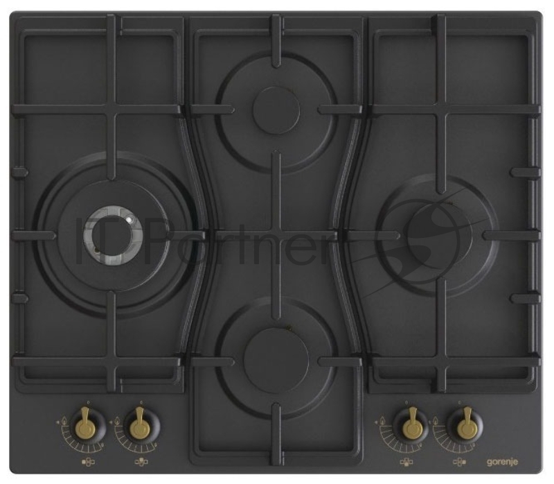 Газовая варочная поверхность Gorenje GW6D42CLB, 4 конфорки, эмалированная сталь, 8150 Вт