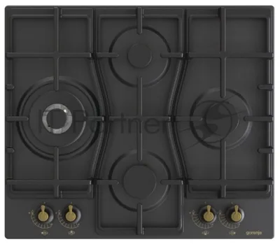Газовая варочная поверхность Gorenje GW6D42CLB, 4 конфорки, эмалированная сталь, 8150 Вт