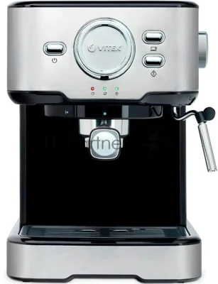 Кофеварка рожковая Vitek VT-1520 серебристый/черный, исп. кофе - молотый, 1.5 л, 850 Вт, 15 бар