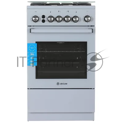 Плита Газовая De Luxe 5040.40г (кр) ЧР-012 серый (стеклянная крышка) реш.чугун