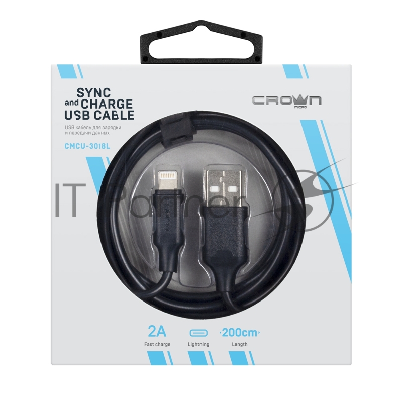 Кабель Crown USB - Lightning CMCU-3018L черный