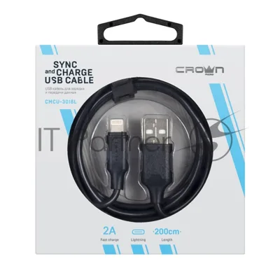 Кабель Crown USB - Lightning CMCU-3018L черный