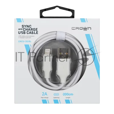 Кабель Crown USB - Lightning CMCU-3018L белый