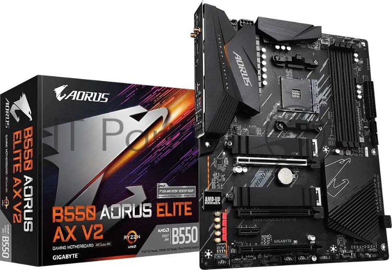 Материнская плата Gigabyte B550 AORUS ELITE AX V2, AM4, AMD B550, 4xDDR4, 4xSATA, 2xM.2, 2xPCIe x16, DisplayPort, HDMI, 1x2.5Gb LAN, USB Type-C, 5x3.5 мм, 7.1, ATX