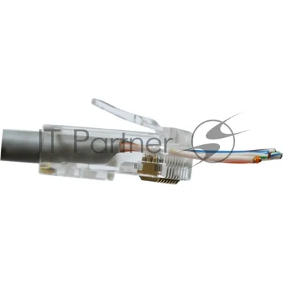 Коннектор LANMASTER RJ45 тип EZ, 8P8C, UTP, Cat.5e, универсальный, со вставкой, покрытие 50 микрон,100 шт.
