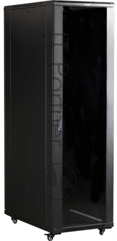 Шкаф 19" Business, 22U 600x800, черный, передняя дверь стекло, задняя дверь распашная металл