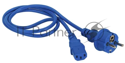 Шнур питания Lanmaster C13-Schuko прямая, 3х0.75, 220В, 10А, синий, 1.5 метра