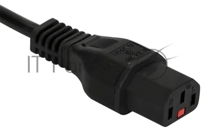 Шнур питания LANMASTER с блокировкой C13-Schuko прямая, 3х0.75, 220В, 10А, черный, 3 м.