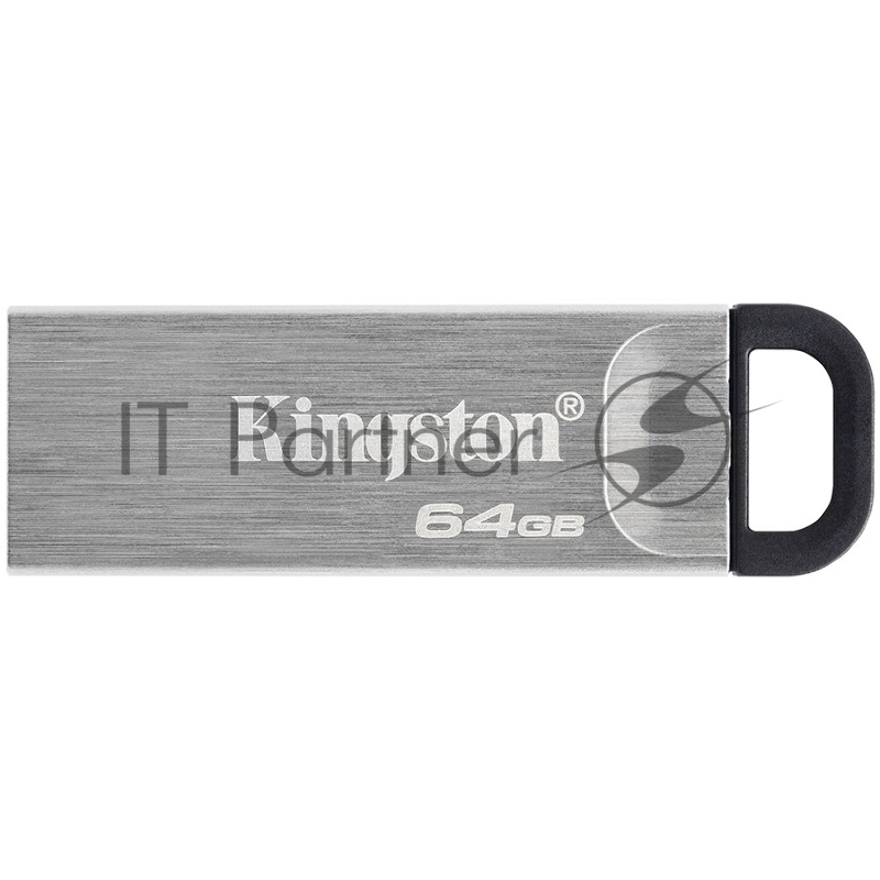 Флешка USB Kingston DataTraveler KYSON (DTKN/64GB), 64Gb, USB 3.2 Gen 1, R/W 200/60, серебристый/черный