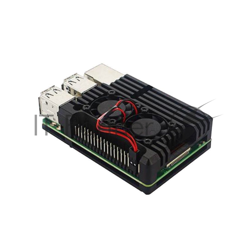 Корпус ACD черный Metal Aluminum Case with double Fans for Raspberry Pi 3B/3B+