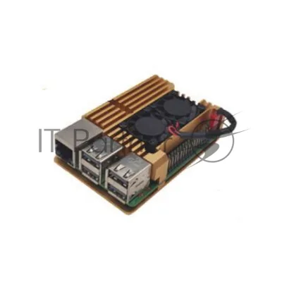 Корпус ACD Gold Metal Aluminum Case with Double Fans for Raspberry Pi 4B