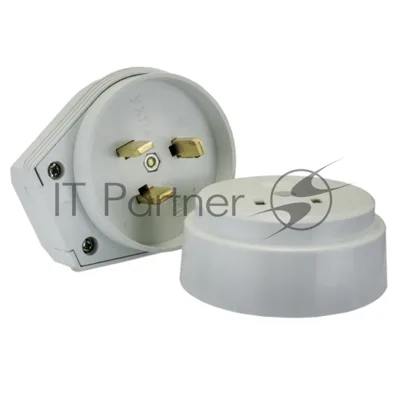 Разъем РШ-ВШ 32А 250В 2P+PE (ОУ) пластиковый бел. EKF PROxima AS-250-O-01 EKF