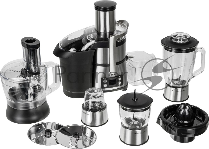 Кухонный комбайн Kitfort KT-1395 800Вт серебристый/черный
