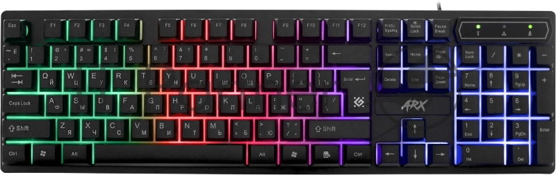 Клавиатура проводная Defender Arx GK-196L RU, USB, черный