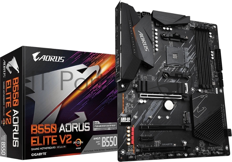 Материнская плата Gigabyte B550 AORUS ELITE V2, AM4, AMD B550, 4xDDR4, 4xSATA, 2xM.2, 1xPCIe 4.0 x16, 1xPCIe 3.0 x16, 2xPCIe 3.0 x1, 1xHDMI, 1xDP, 1x2.5Gb LAN, 1xUSB-C 10Gbps, 4xUSB-A 10Gbps, 4xUSB-A 5Gbps, 2xUSB-A 2.0, 3x3.5 мм, 7.1, ATX