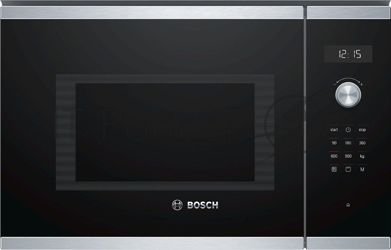 Встраиваемая микроволновая печь Bosch BEL554MS0 нержавеющая сталь/черный, 25 л, 900 Вт, переключатели - сенсор, поворотный механизм