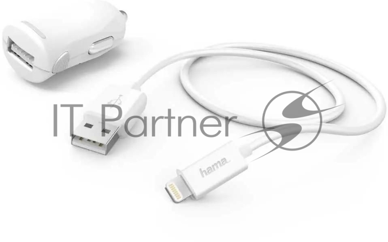 Комплект зарядное устройство Hama H-183266 2.4A для Apple кабель Apple Lightning белый