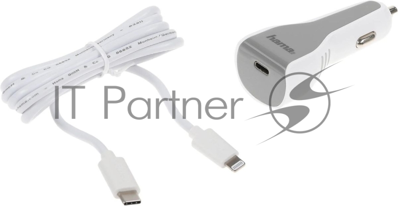 Комплект зарядное устройство Hama H-183317 3A PD для Apple кабель Apple Lightning/Type-C белый