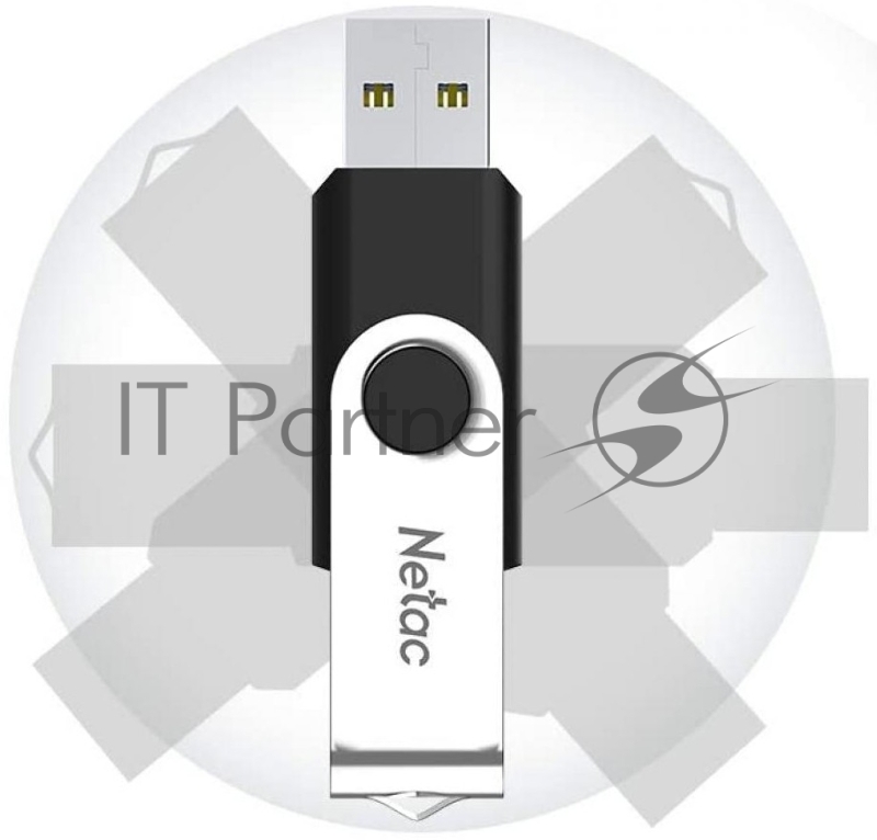 Флешка USB Netac U505 (NT03U505N-064G-20BK), 64Gb, USB 2.0, R/W 70/30, черный/серебристый