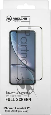 Защитное стекло для экрана Redline черный для Apple iPhone 12 mini антиблик. 1шт. (УТ000021878)