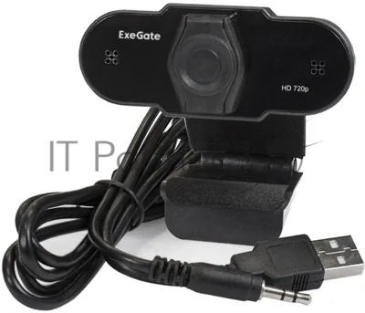 Веб-камера ExeGate BlackView C525 HD 1280x720, 30 кадр/с, USB Type-A, микрофон (шумоподавление), шторка приватности, универсальное крепление