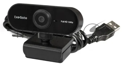 Веб-камера ExeGate EX287379RUS Stream C925 FullHD T-Tripod (матрица 1/3" 2 Мп, 1920х1080, 1080P, 30fps, 4-линзовый объектив, шторка, фиксированный фокус, USB, микрофон с шумоподавлением, поворотное крепление, телескопический штатив Tripod Tele Ball, кабель 1,5 м, поддержка H.264, Win Vista/7/8/10, Mac OS, черная)