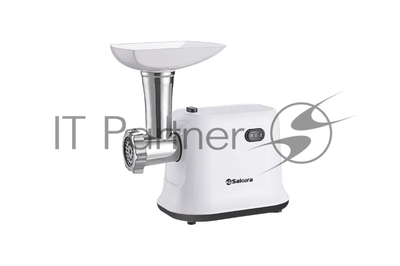 Мясорубка электрическая Sakura SA-6420W белый, 1500 Вт, 1.2 кг/мин, реверс, защита от перегрузки, насадки - 1