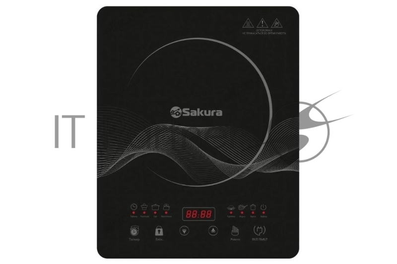 Плита настольная электрическая Sakura SA-7156 чёрный, 2 кВт, индукция, конфорки - 1, закаленное стекло, сенсор