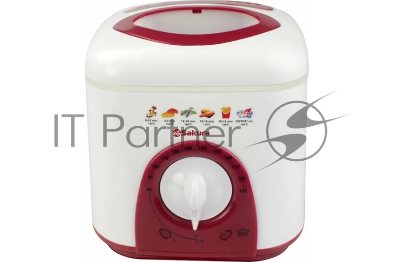 Фритюрница Sakura SA-7654R белый/красный, 950 Вт, 1.0 л, 0.1 кг, антипригарное покрытие