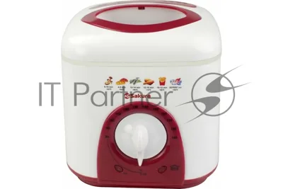 Фритюрница Sakura SA-7654R белый/красный, 950 Вт, 1.0 л, 0.1 кг, антипригарное покрытие