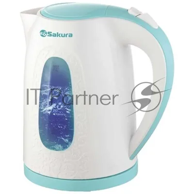 Чайник электрический Sakura SA-2345WBL 2 л, бел/мор волна д