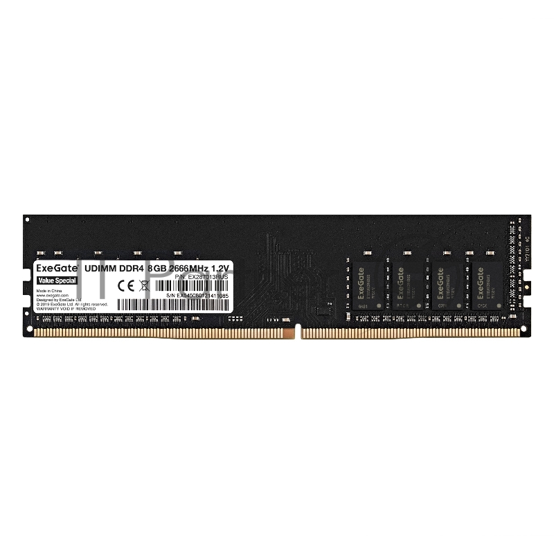 Оперативная память Exegate, DDR4, 8GB (1x8 GB), 2666 MHz, CL19, DIMM, OEM