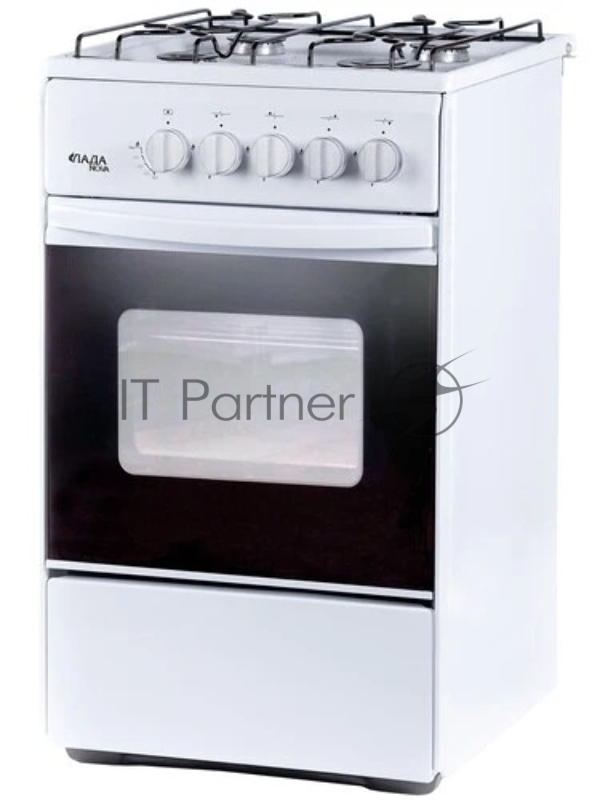 Плита газовая Лада Nova RG 24040 W белый, конфорок 4 газовых, духовка 50 л, 50 см x 85 см x 60 см