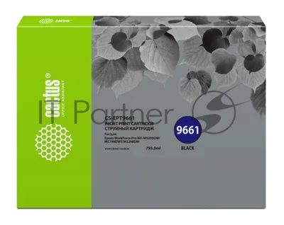 Картридж струйный Cactus CS-EPT9661 черный пигментный (40000 стр., 795 мл) для Epson WorkForce Pro WF-M5299DW/M5799DWF