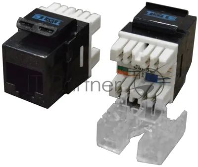 Модуль Keystone RJ45, Cat.5E, UTP, 180 градусов, черный