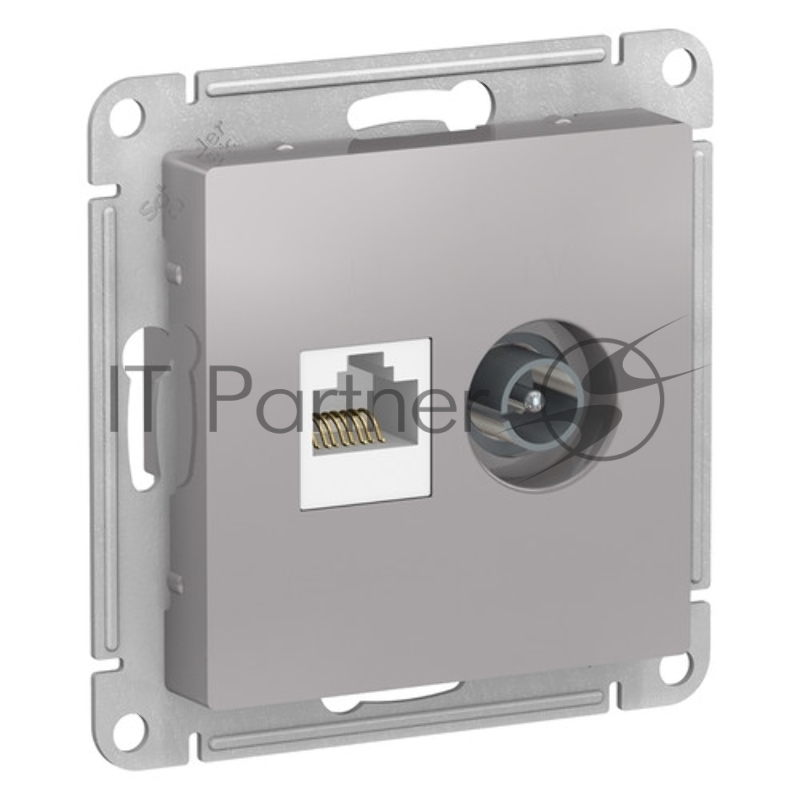 Розетка телевизионная +комп двойная RJ45+TV, кат.5E, механизм ATN000389 Schneider Electric Алюминий