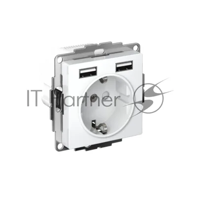 Розетка 16А с 2 USB A+A, 5В/2,4А, 2х5В/1,2А, механизм ATN000130 Schneider Electric белый