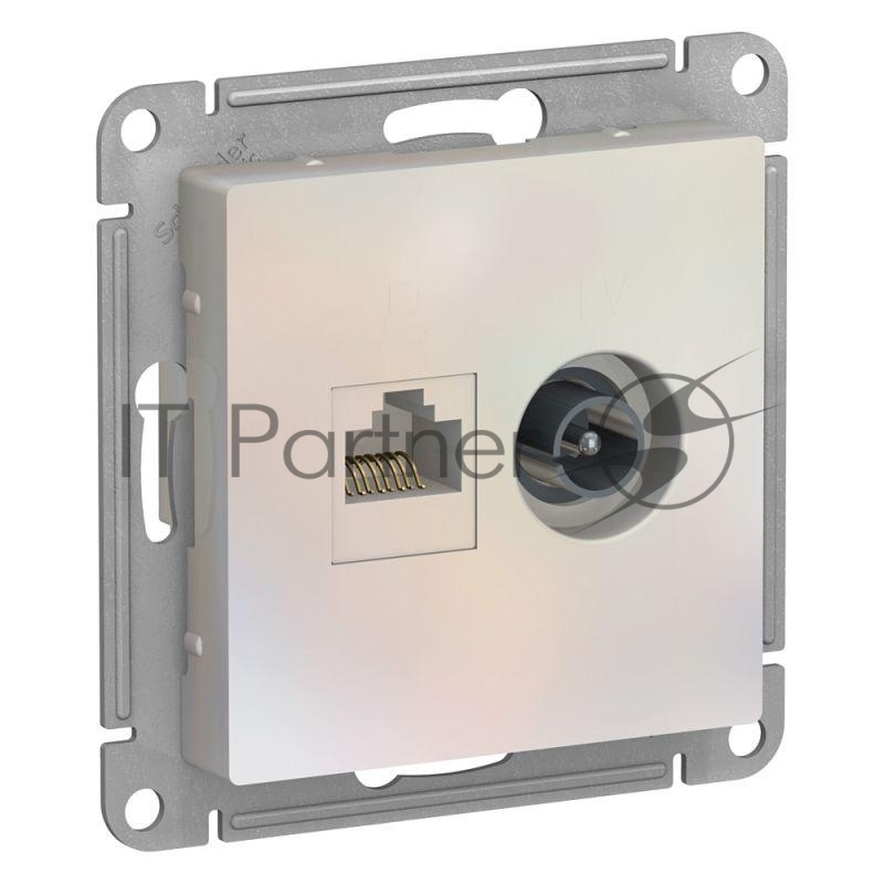 Розетка телевизионная +комп двойная RJ45+TV, кат.5E, механизм ATN000489 Schneider Electric Жемчуг
