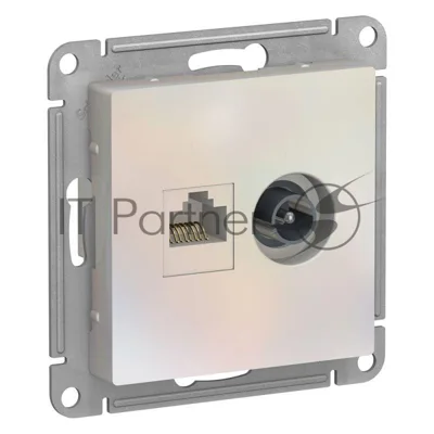 Розетка телевизионная +комп двойная RJ45+TV, кат.5E, механизм ATN000489 Schneider Electric Жемчуг