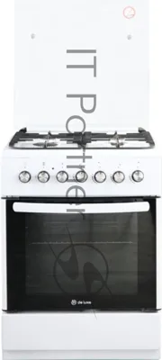 Плита Комбинированная De Luxe 606040.00гэ-001(кр) ЧР белый (стеклянная крышка) реш.чугун