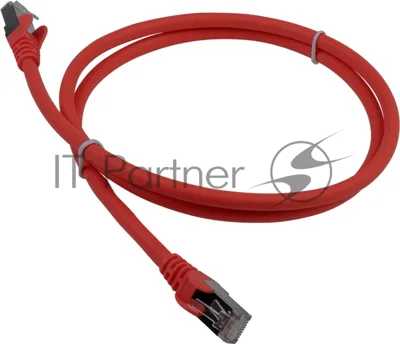 Патч-корд RJ45 - RJ45, 4 пары, FTP, cat. 6A, 1 м, красный, LSZH, LANMASTER LAN-PC45/S6A-1.0-RD