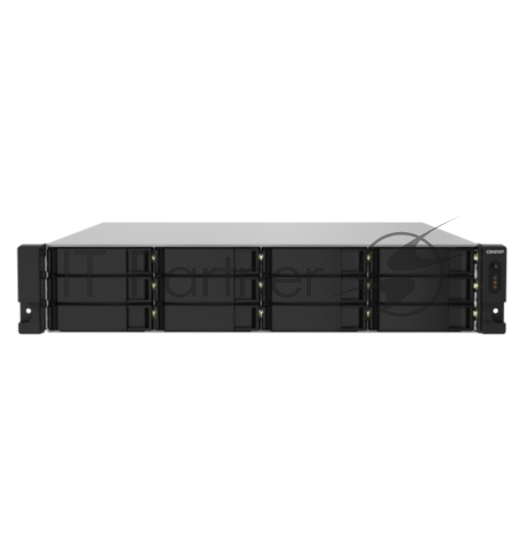 Сетевое хранилище без дисков SMB QNAP TS-1232PXU-RP-4G 12-Bay quad-core 64-bit AL324 1.7 GHz rackmount NAS with 250W redundant PSU, 4Gb DDR4 UDIMM RAM (max 1x16GB), SATA 6Gb/s, 2x 10GbE SFP+ LAN, 2x2.5 GbE LAN, 1x PCIe Gen2 x2 slot. W/o RAIL-B02