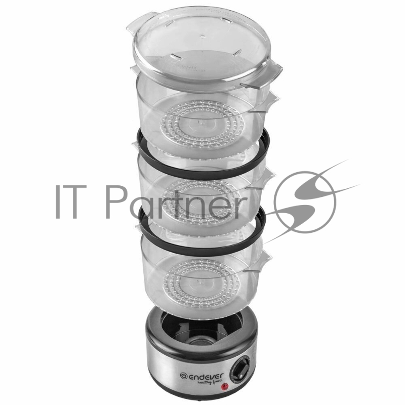 Пароварка Endever Vita-173 черный/стальной, 6 л, ярусы - 3, 800 Вт, механическое