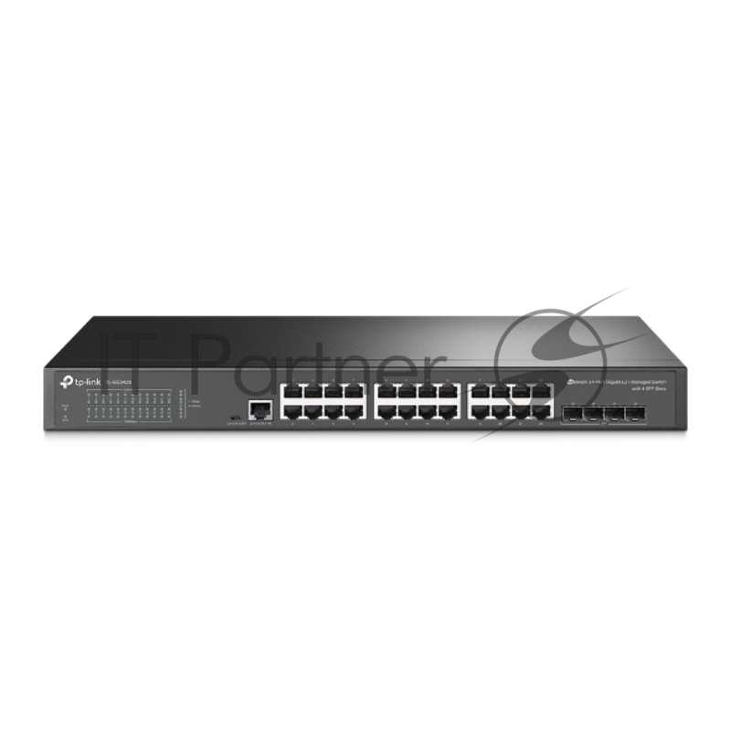 Коммутатор TP-Link JetStream 24-port Gigabit L2/L2+ Managed Switch with 4 SFP slots, support SDN controller, abundant L2/L2+ features, 1U rack mountable, full managed via web UI/CLI/Console/SSH/Telnet/SNMP.