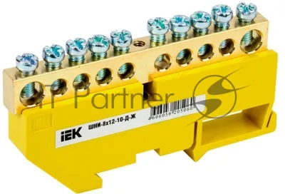 Шина PE "земля" на DIN-изол ШНИ-8х12-10-Д-Ж YNN10-812-10D-K05 IEK