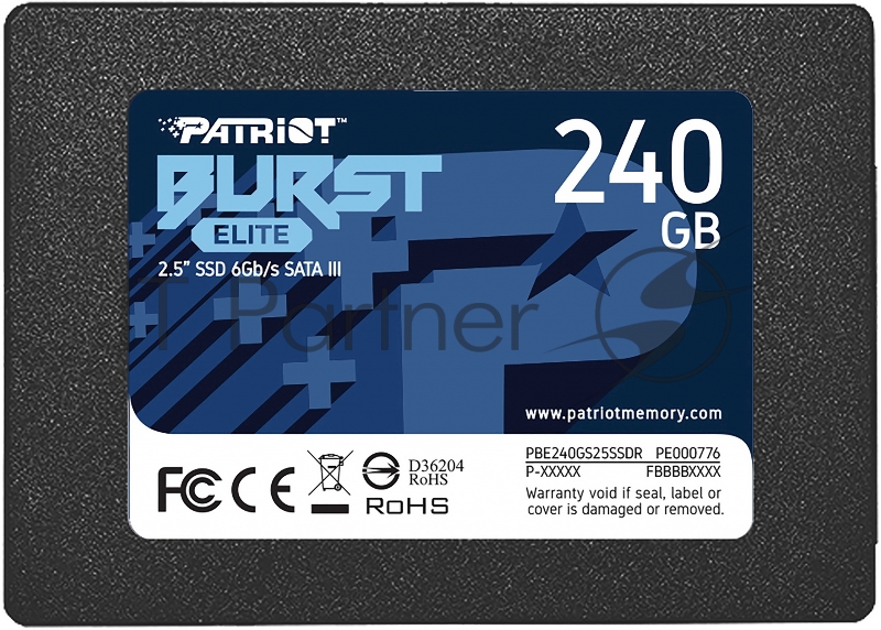 Накопитель SSD Patriot Burst Elite, 240Gb, SATA, 2.5", R/W 450/320