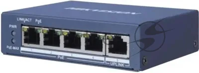 Коммутатор Hikvision DS-3E0505P-E, 4×1 Гбит/с PoE+ + 1×1 Гбит/с, неуправляемый