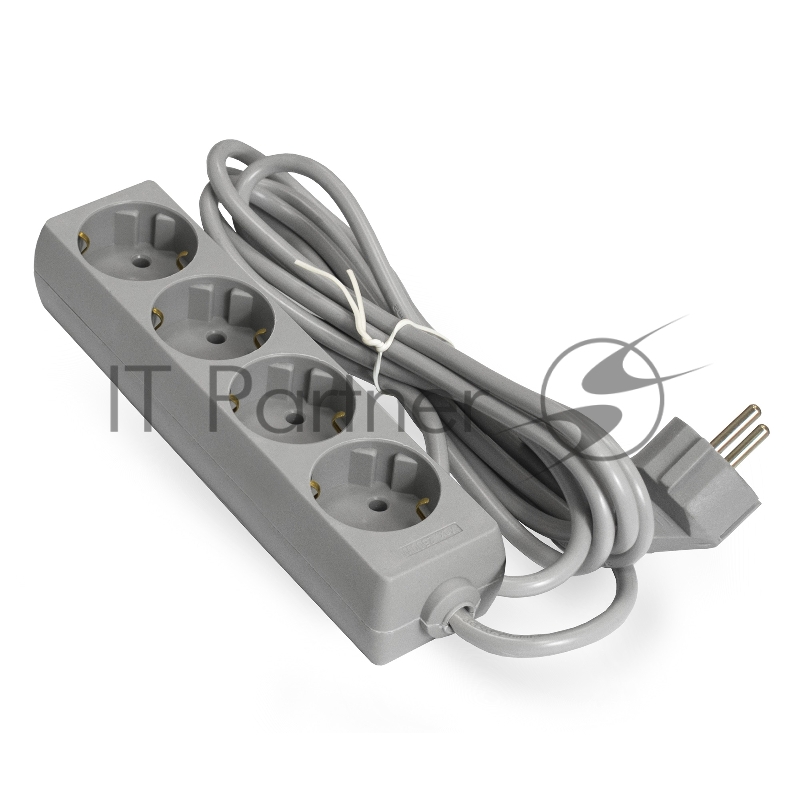 Удлинитель ExeGate ECE-4-3G (EX285814RUS), серый, 3 м, евровилка с заземлением, 4 евророзетки с заземлением, 2200 Вт